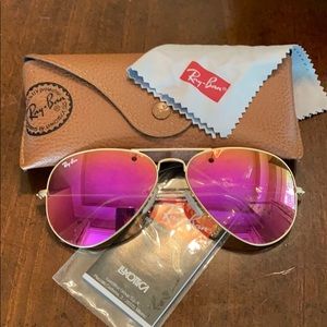 Ray-Ban flash Mirrored Aviator Sunglasses Pink